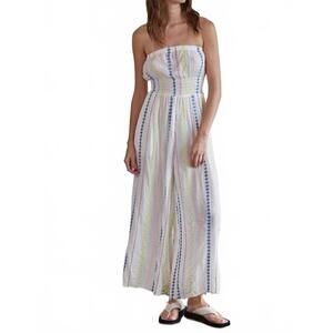 NEW BY TOGETHER poolside cotton gauze jumpsuit in white multi